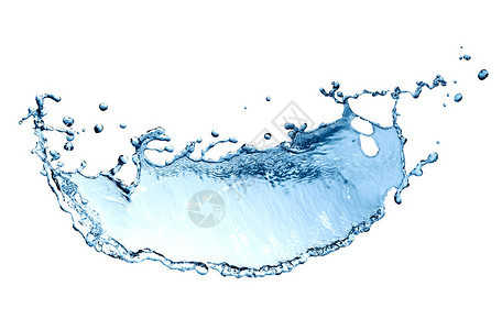 白色背景的蓝色水浪摘要Bluesplowingwater图片