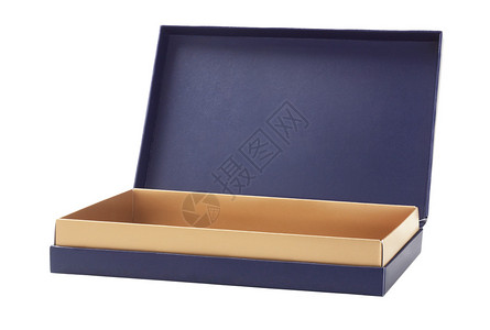 在白色背景上打开蓝色礼品盒背景图片