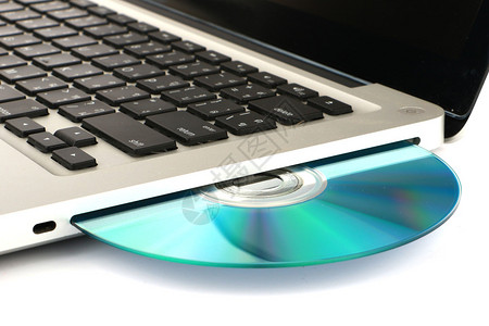 光学DVD电脑上关于白色背景的CD光盘图片