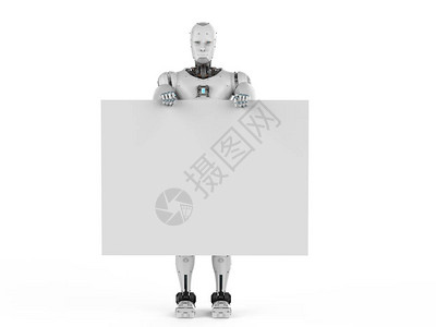3d用白色空白纸渲染人形机器人图片