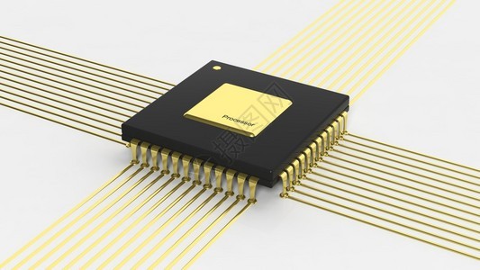 计算机微芯片CPU在白图片
