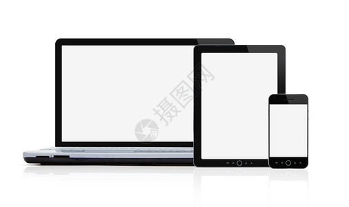 空白的现代膝上型电脑数字平板电脑和智能电话图片