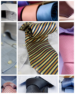 各种领带和衬衫的拼贴画图片