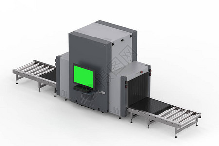 带空显示器和传送带的扫描仪机的3d渲染机图片