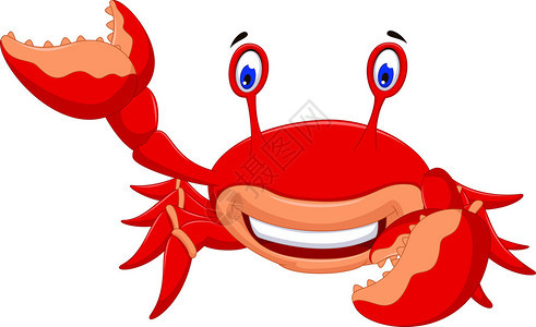 可爱的螃蟹卡通微笑的插图背景图片