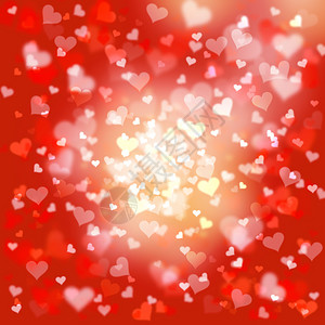 美丽而模糊的红色白色和心脏塑造了情人节插图图片