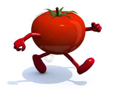 运行的番茄3d插图图片