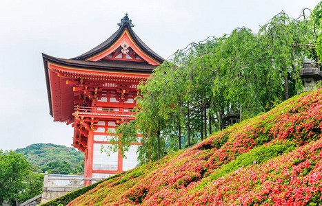 日本京都阴云密布的春日清水寺图片