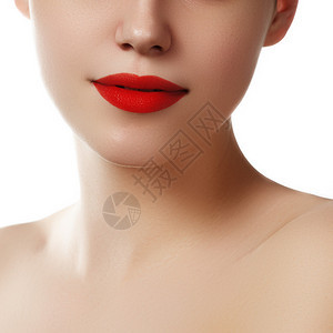 感的嘴唇美红唇妆细节美丽的化妆特写感嘴巴口红和唇彩美女模特图片