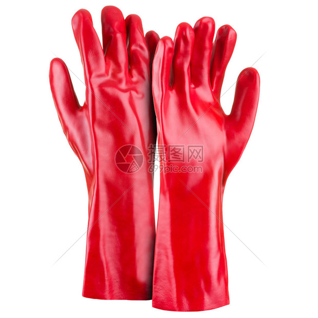 2个红色防手套白底隔离图片