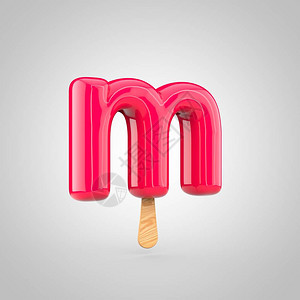 冰淇淋字母M小写3D水果汁冰淇淋字体和木棍分离图片