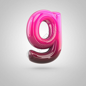 有光泽的红色和粉色渐变漆字母G小写气泡扭曲字体的3D渲染图片