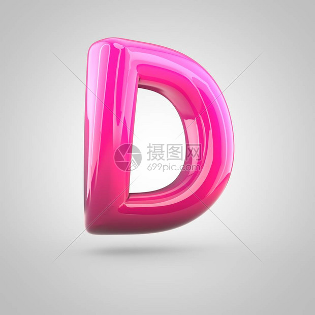 有光泽的红色和粉色渐变漆字母D大写气泡扭曲字体的3D渲染图片