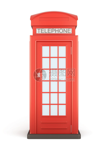 白色的电话亭前视图3d渲染图片