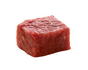 大块生红肉上白色孤立图片
