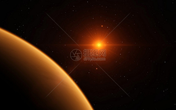 火星科学插图在深空远离的行星景观图片