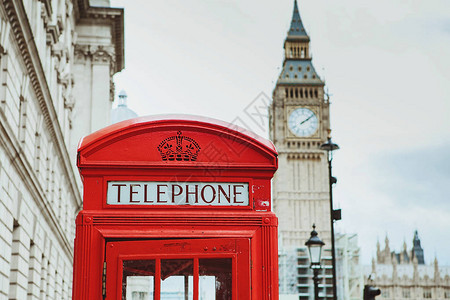 红色电话亭和大班在伦敦图片
