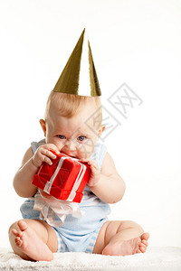 照片可爱的婴儿拿着生日图片