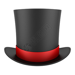 黑色顶帽子红色带白隔离背景图片