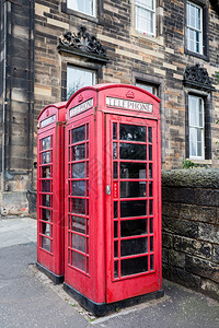 英国苏格兰爱丁堡经典红色英国电话图片