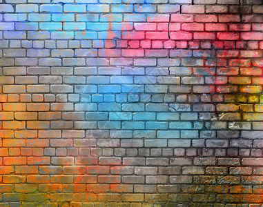 彩色砖墙质感背景图片