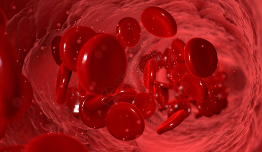 以红色血细胞流经红血细胞的血液管进行大型连接背景图片