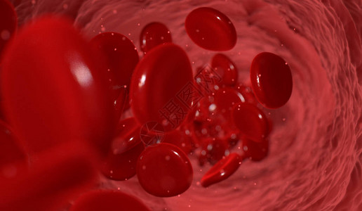 以红色血细胞流经红血细胞的血液管进行大型连接背景图片