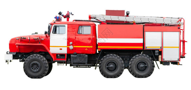 消防救援车侧视俄罗斯大红色救援车背景图片