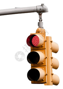 纽约市交通灯红色警示灯白底隔离图片
