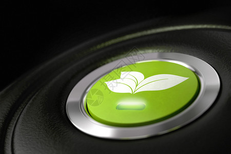 绿色生态环保友好汽车按钮图片