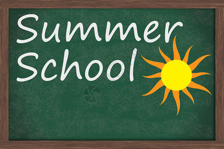夏日学校和太阳绘画夏日图片