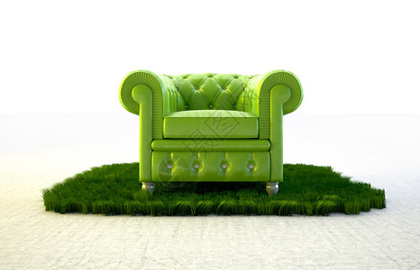 绿色皮革座椅在图片