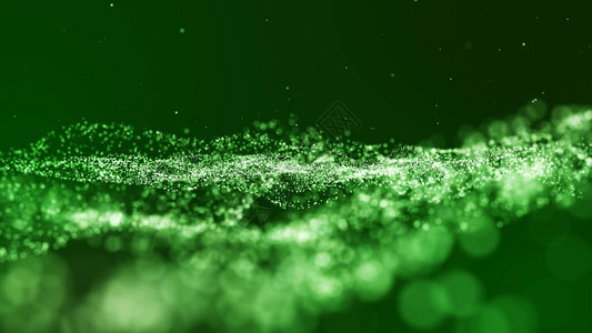 深绿色和发光尘埃粒子抽象背景背景图片