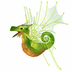 一个神话和幻想的动物龙是一只有角和翅背景图片