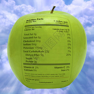 带有健康标签的营养苹果图片