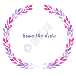 圆框圆形花环带有粉色和紫色叶子的树枝花圈图片