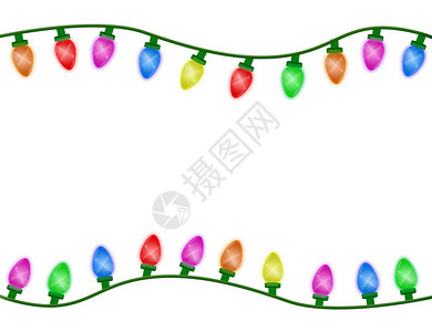 多彩圣诞灯光边界隔绝在白图片
