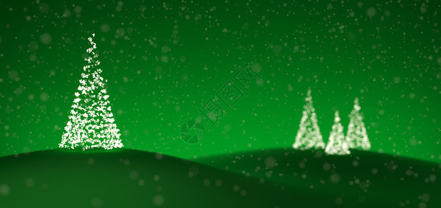 圣诞树由绿色背景上的小灯组成图片