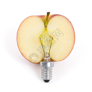 苹果灯泡绿色能源概念图片
