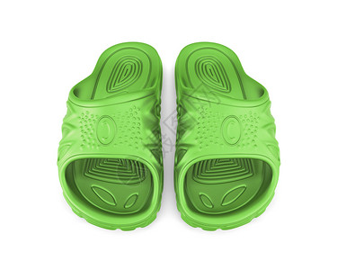 在白色背景上隔离的绿色沙滩凉鞋3d插图图片