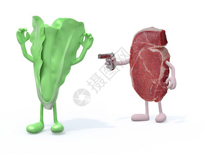 肉类与蔬菜食肉动物概念3d插图图片