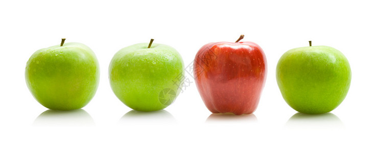 青苹果和一个红苹果图片