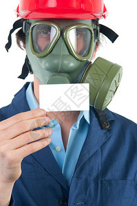 佩戴专业防毒面具和头盔图片
