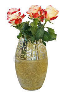 玻璃金花瓶中的红图片