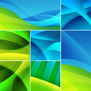 绿色和蓝色抽象设计的集合图片