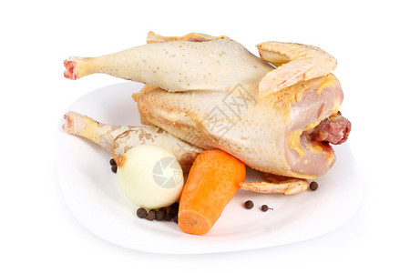 冷藏肉准备烹饪的冷冻胴体鸟背景