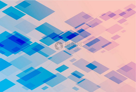 蓝色和粉红色背景图层方块创意设计摘图片