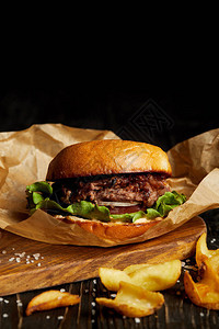 热辣快餐厅汉堡包和背景图片
