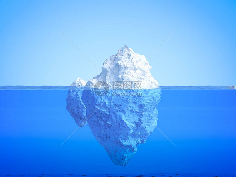 3d使冰山漂浮在蓝色图片