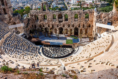 希腊雅典Achopolis剧院HerodesAtticusOdeon奥图片